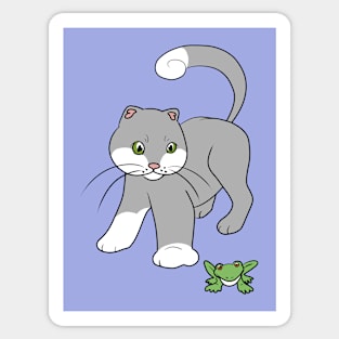 Cute Cat And Frog Sticker